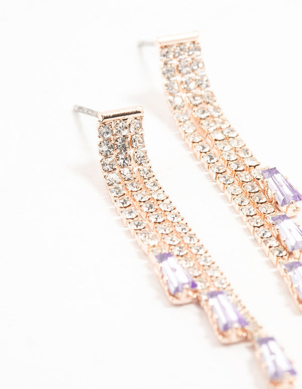 Rose Gold Fine Bag Cupchain Drop Earrings