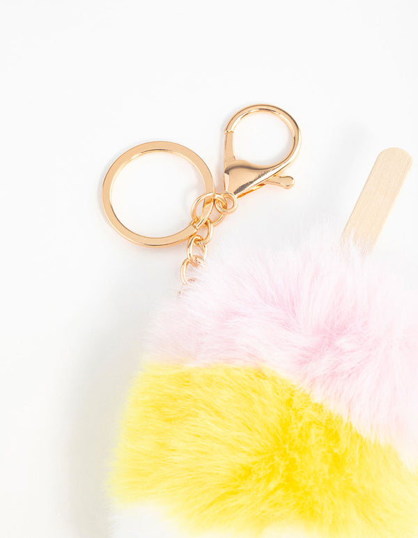 Yellow, Pink & White Ice Cream Keychain