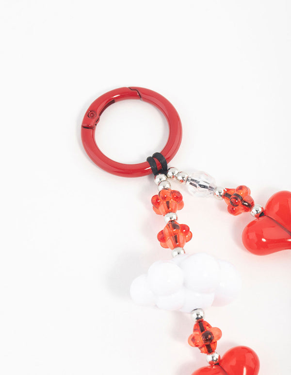 Red & White Cloud Heart Keychain