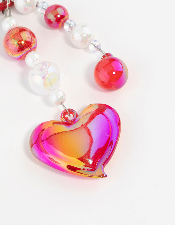 Pink Plastic Large Heart Keychain