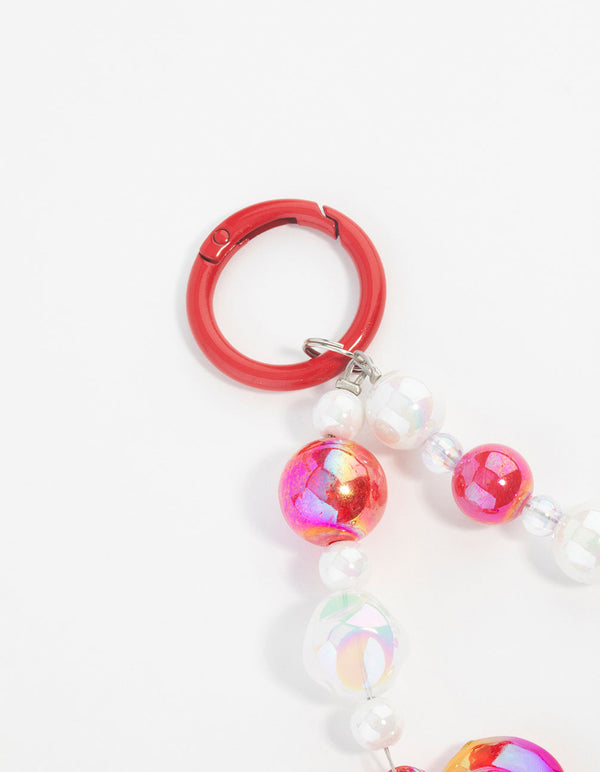 Pink Plastic Large Heart Keychain