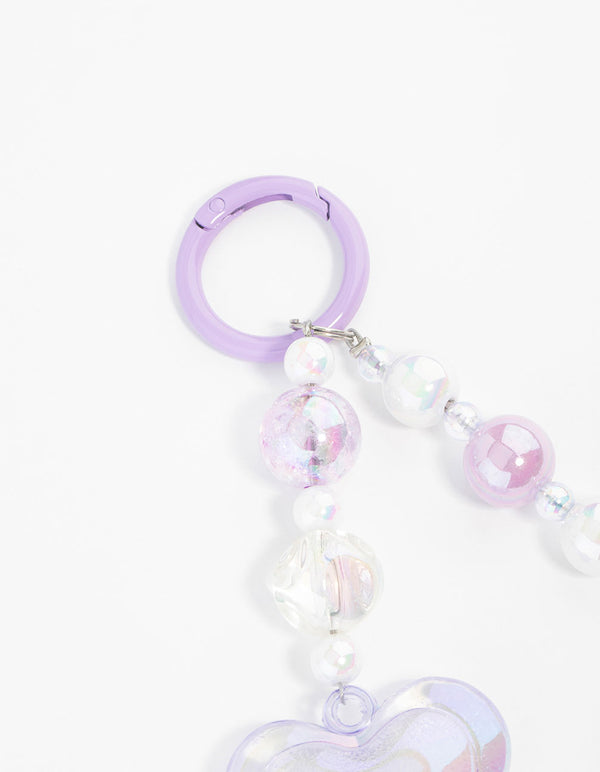 Purple Plastic Large Heart Keychain