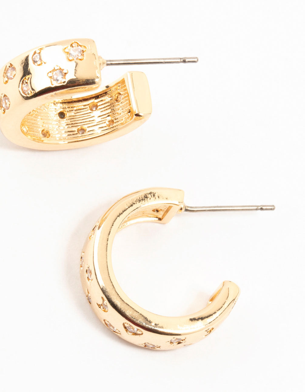 Gold Celestial Mini Star Cubic Zirconia Hoop Earrings