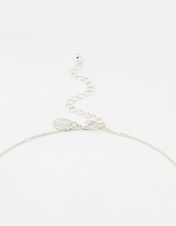 Silver Cubic Zirconia Donut Pendant Necklace & Earrings Set