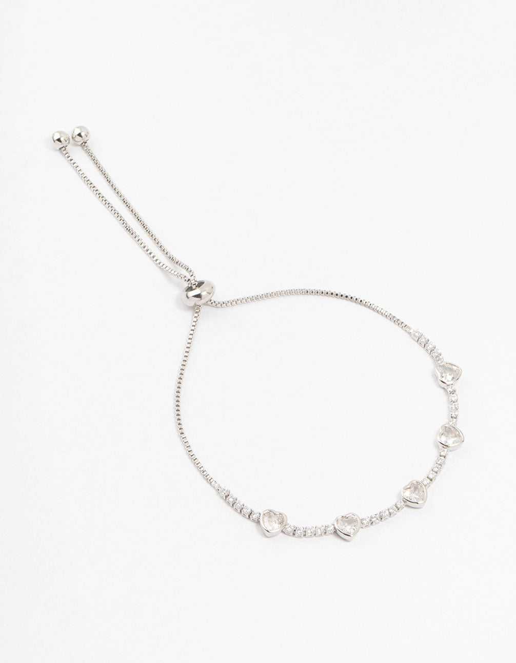Silver Cubic Zirconia Heart Toggle Bracelet