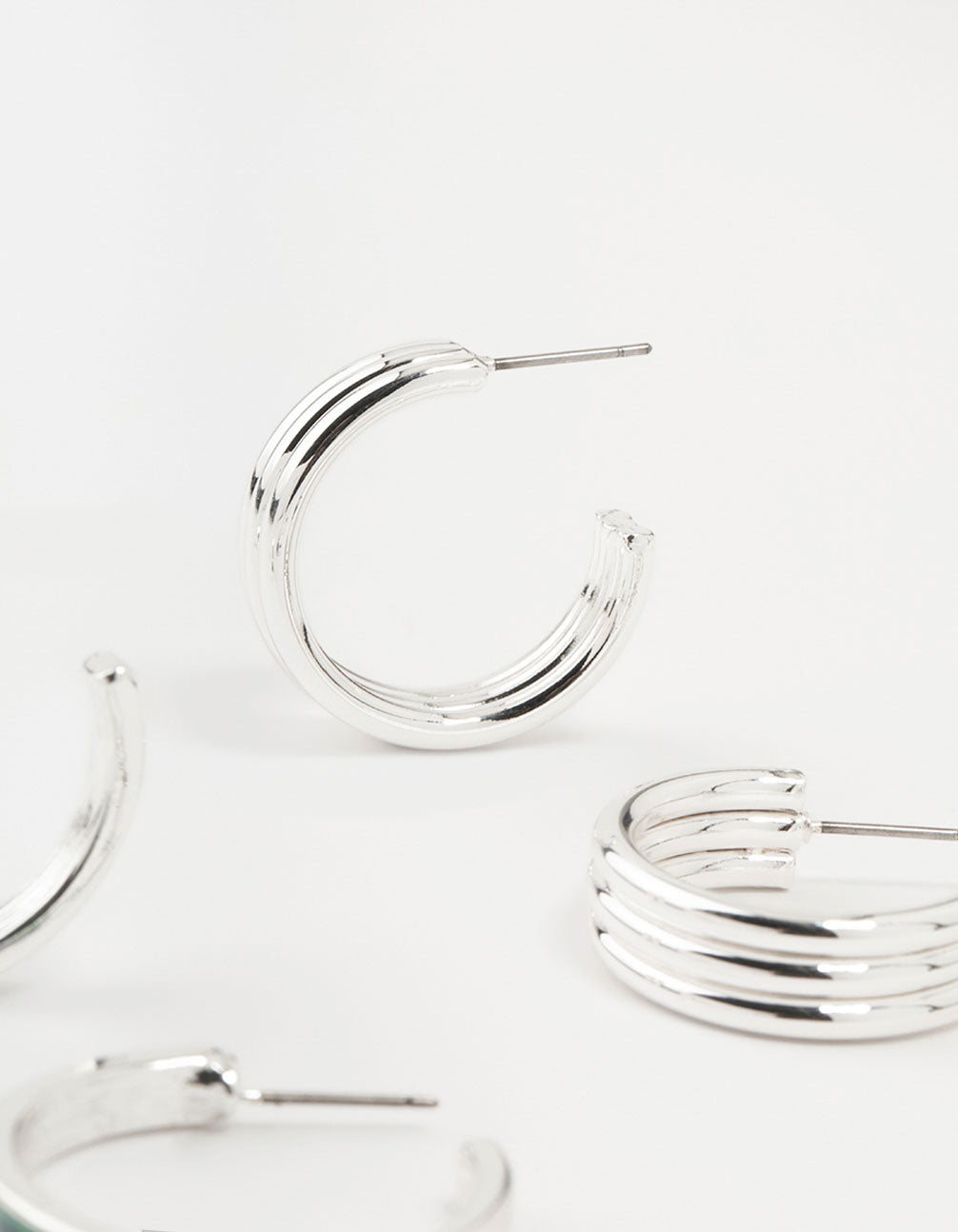 Silver Abalone Genuine Shell Hoop Earrings 2-Pack