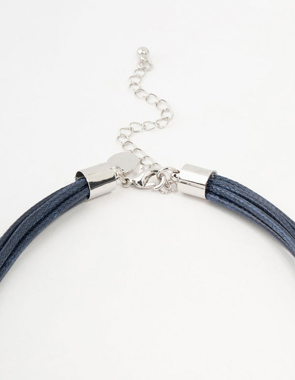 Silver 3 Row Ball Cord Necklace