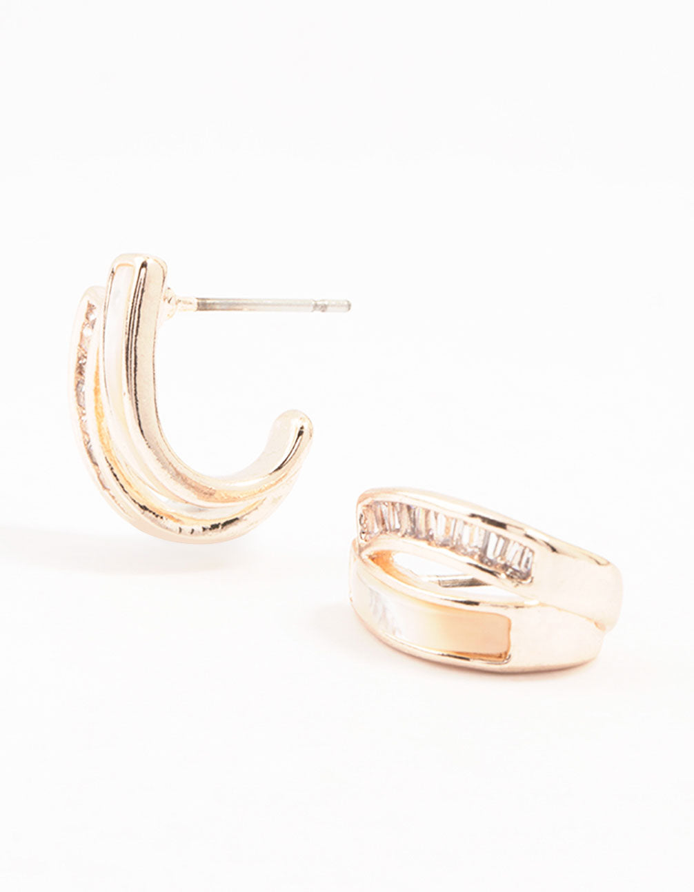 Rose Gold Plated Double Cubic Zirconia & Mother Of Pearl Jacket Earrings
