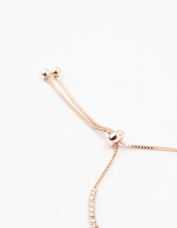 Rose Gold Plated Pave & Baguette Cubic Zirconia Bracelet