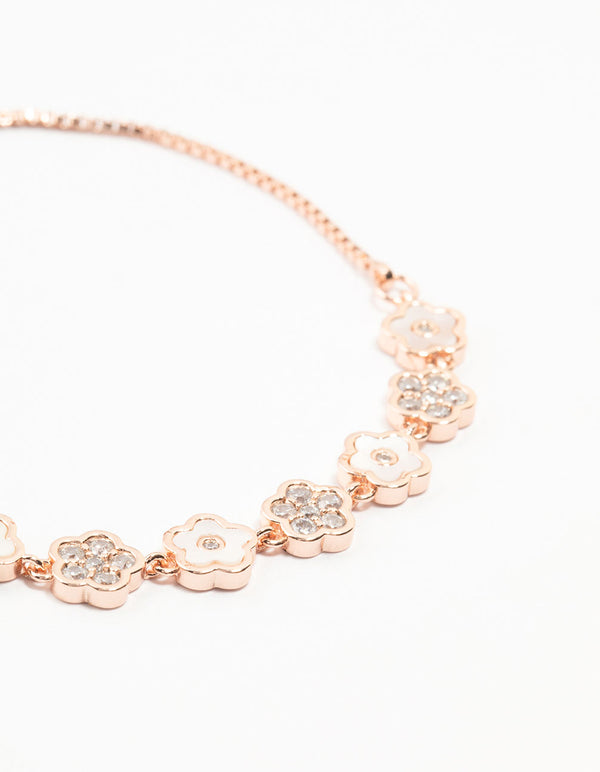 Rose Gold Plated Multiple Flowers Bracelet