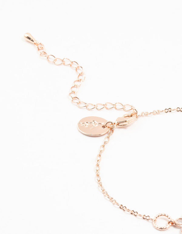 Rose Gold Plated Large Cubic Zirconia Flower Station Bracelet