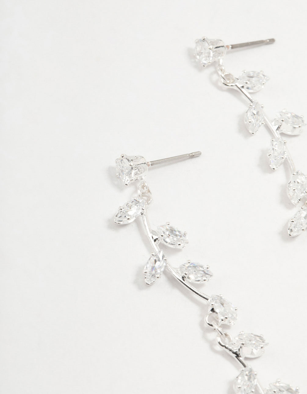 Cubic Zirconia Leaf Drop Earrings