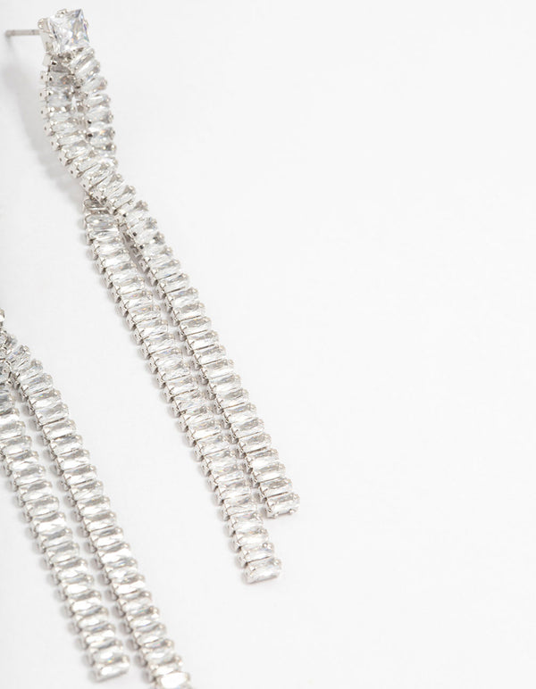 Twisted Cupchain Cubic Zirconia Drop Earrings