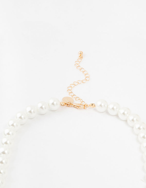 Pearl Gold Cubic Zirconia Short Necklace