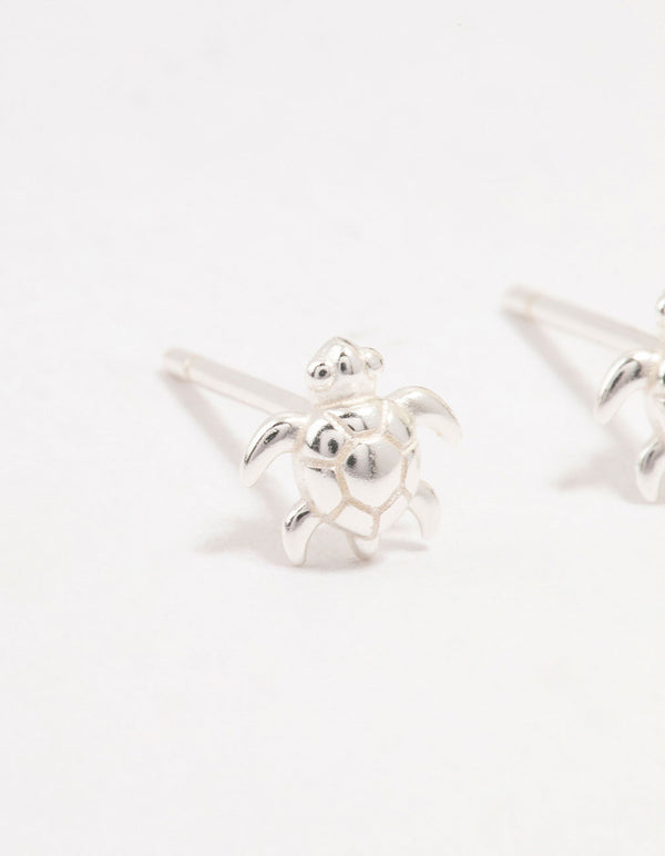 Sterling Silver Turtle Stud Earrings