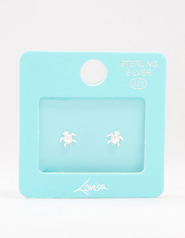 Sterling Silver Turtle Stud Earrings