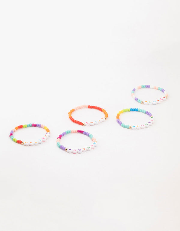 Kids Rainbow Beaded Stretch Bracelet Pack