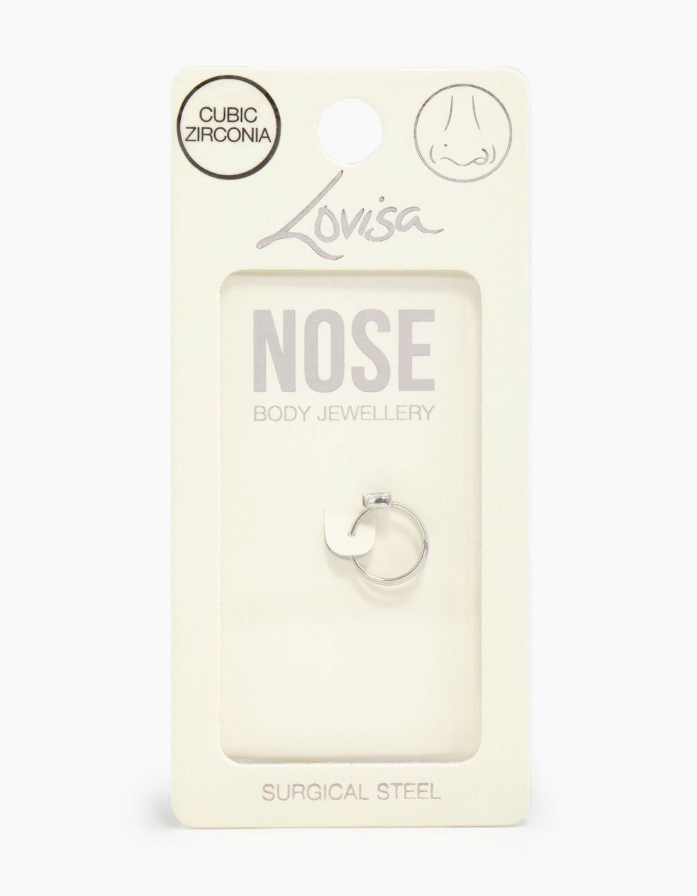 Surgical Steel Pear Cubic Zirconia Nose Spiral