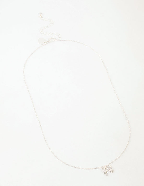 Silver Bling Bow Neckalce