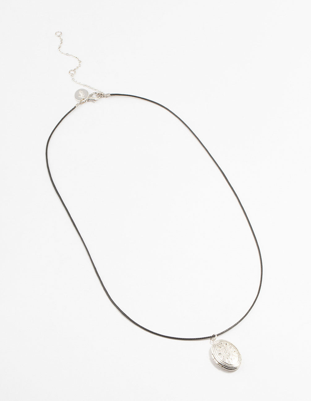Antique Silver Locket Cord Necklace