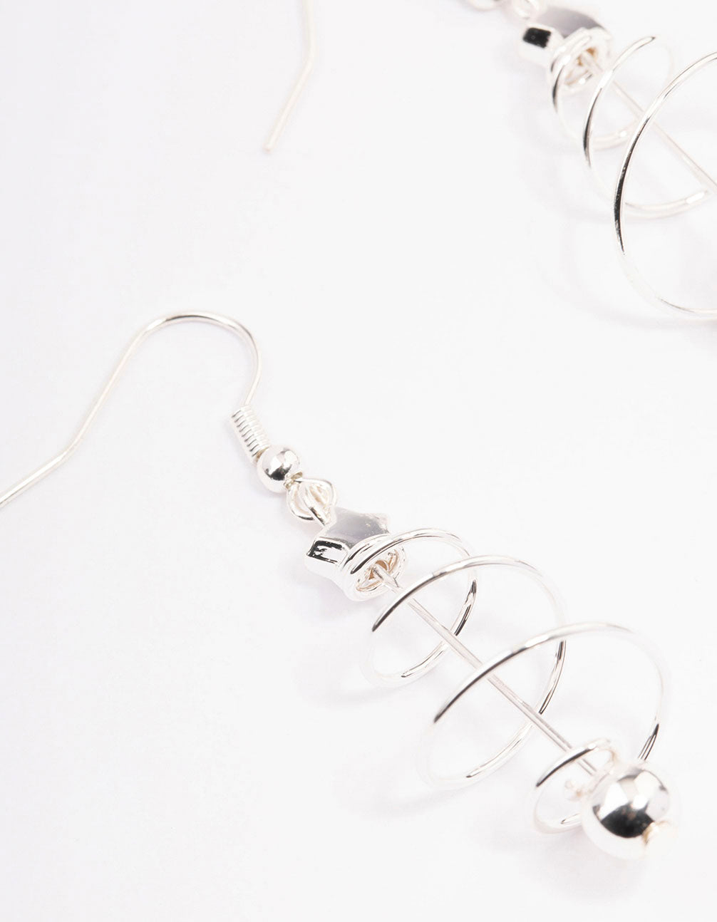 Silver Wire Spiral Tree Drop Earrings