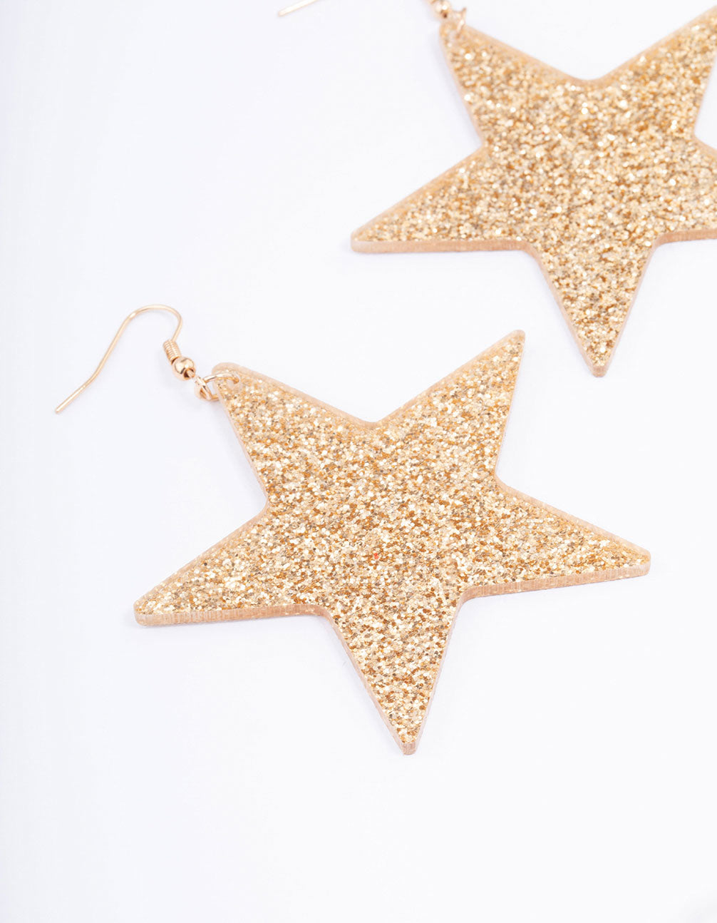 Gold Glittery Star Drop Earrings