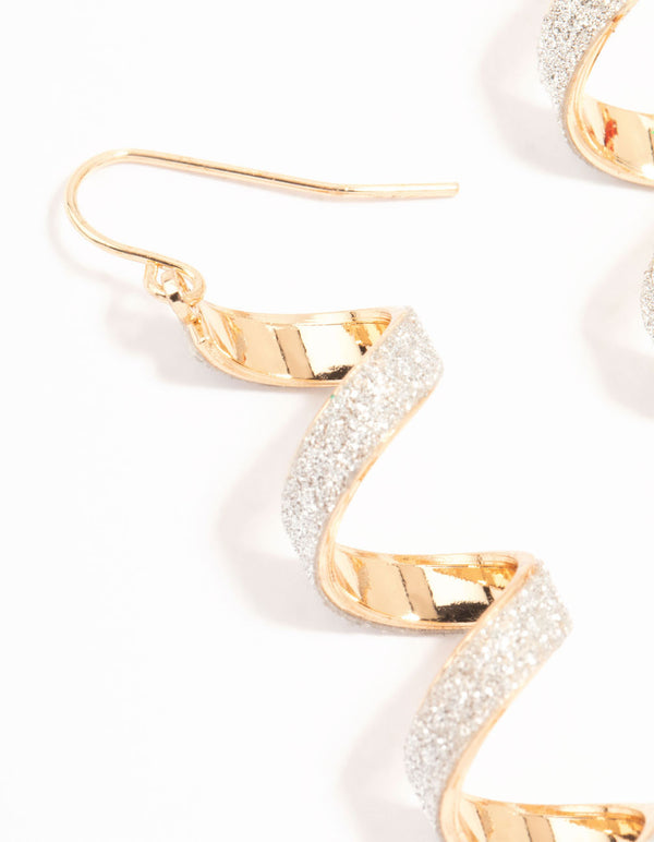 Multicoloured Glitter Spiral Drop Earrings 3-Pack