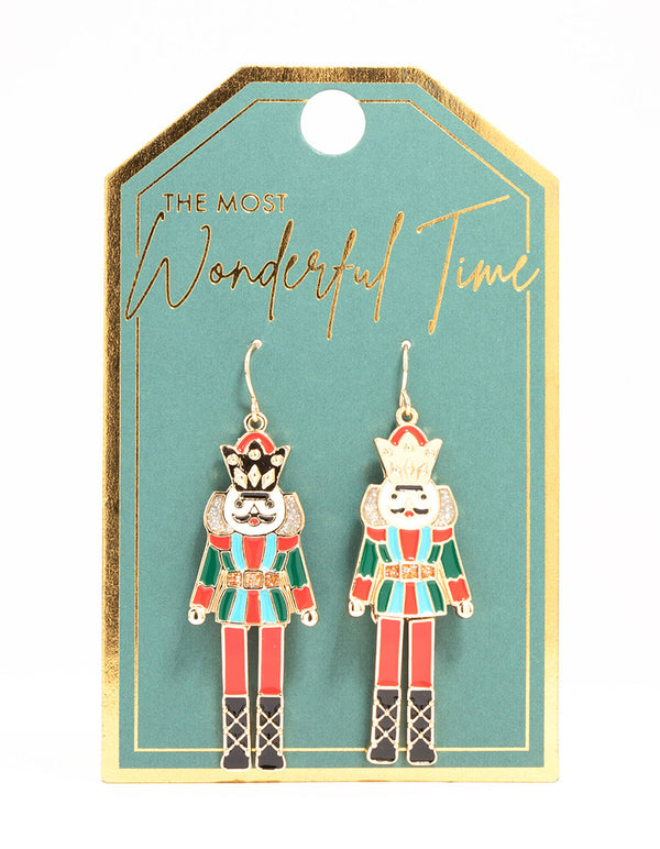 Red Nutcracker Drop Earrings
