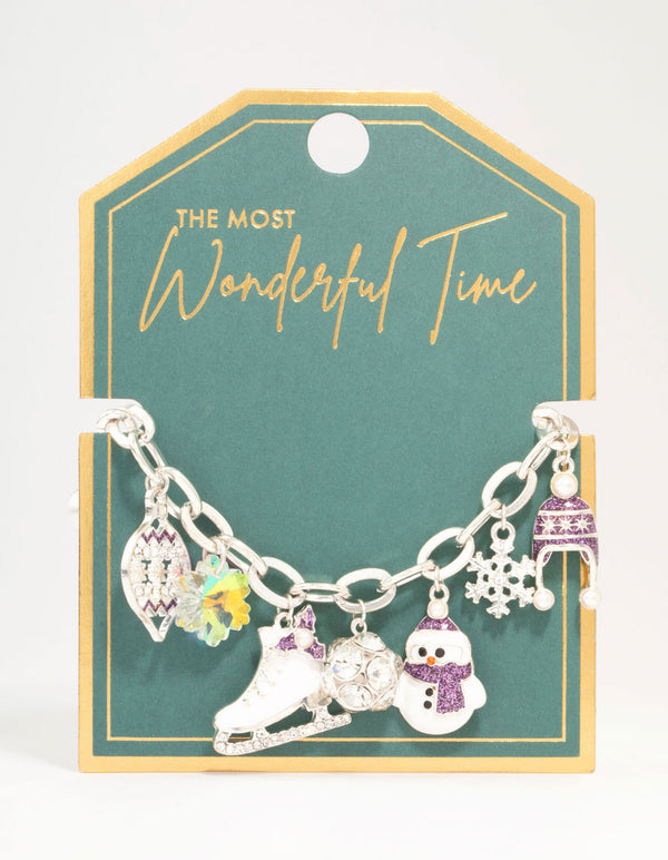 Ice Skating Silver Charm Bracelet