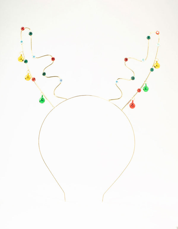 Gold Jingle Bells Reindeer Headband