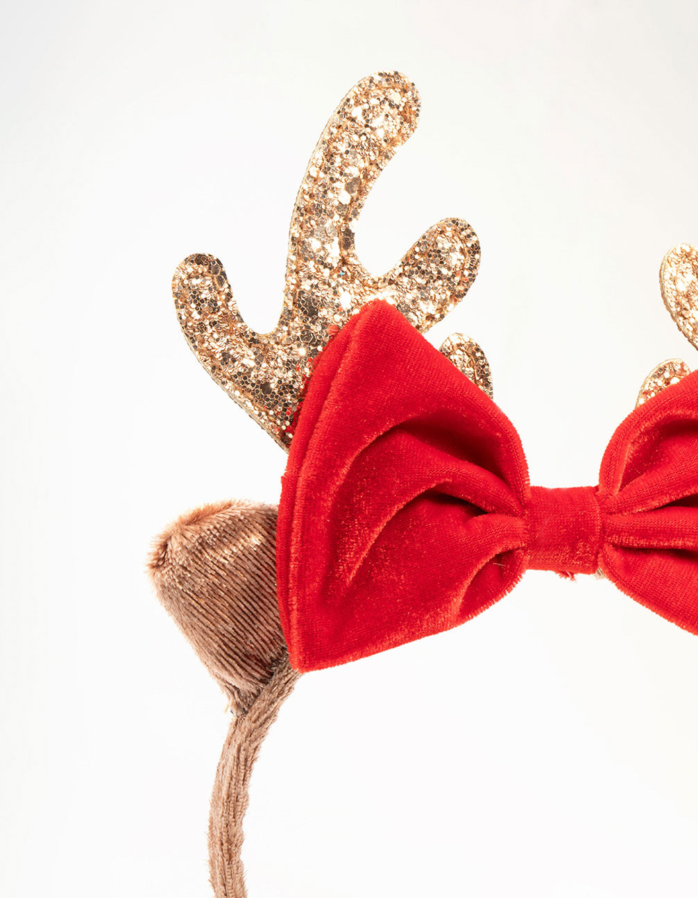 Red Bow & Glitter Reindeer Headband