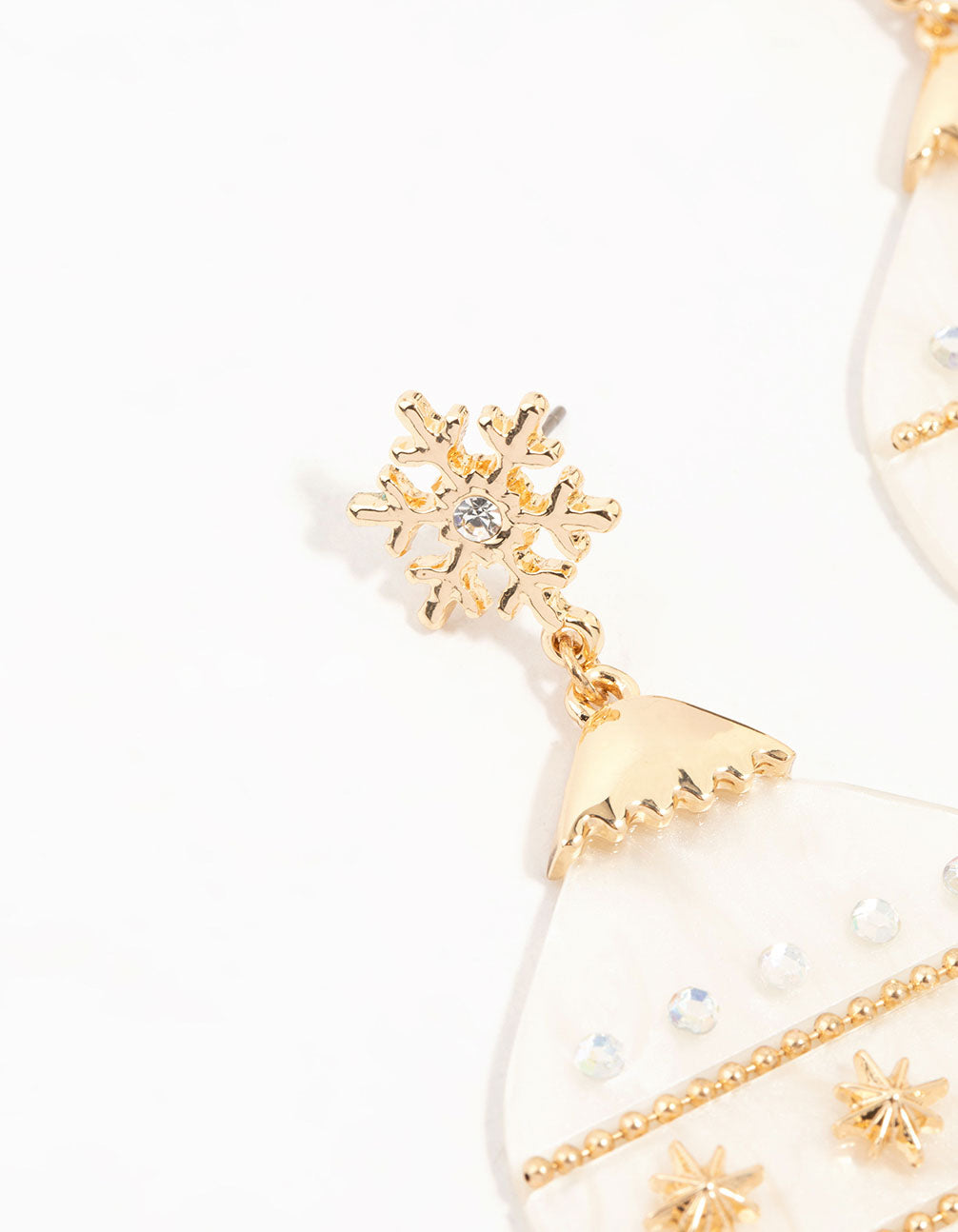 White Acrylic Bauble Drop Earrings