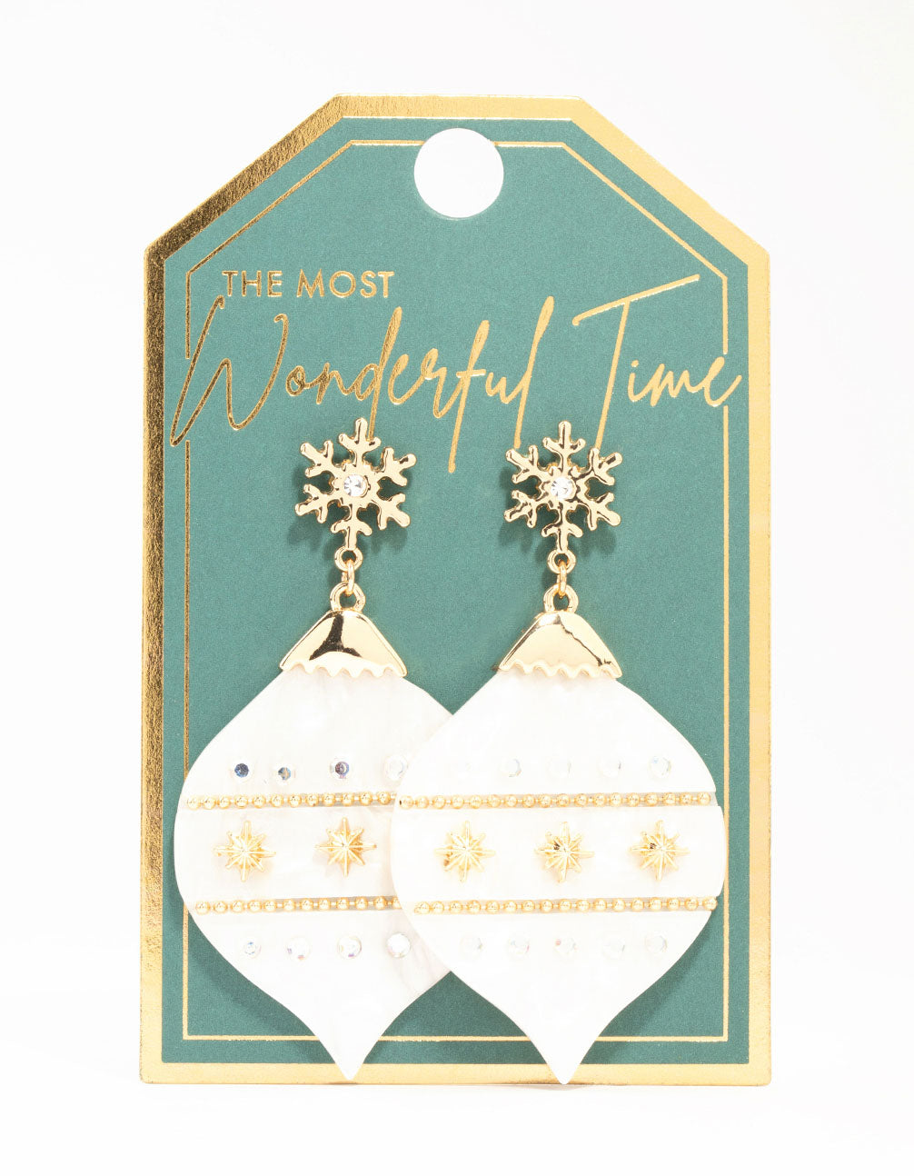 White Acrylic Bauble Drop Earrings