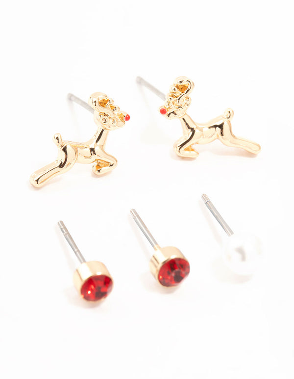 Snowflake, Pearl & Santa Earrings 5-Pack