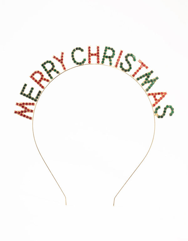 Multicoloured Diamante Merry Christmas Head Band