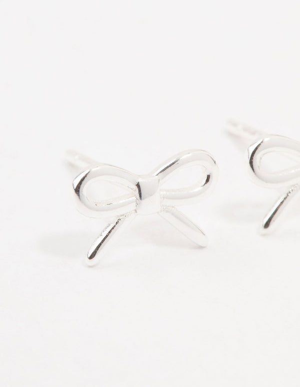 Sterling Silver Cut Out Bow Stud Earrings
