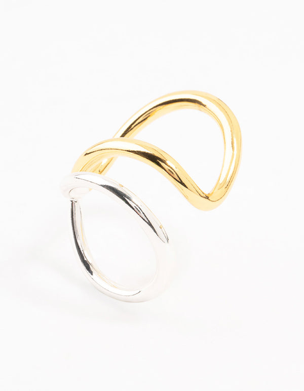 Mixed Metals Elongated Wrapped Ring
