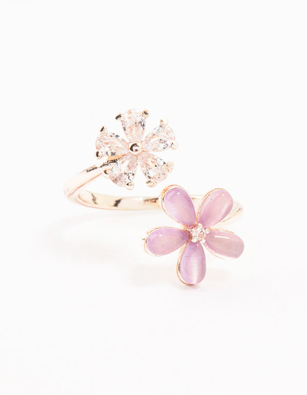 Rose Gold Double Cubic Zirconia Wrapped Ring