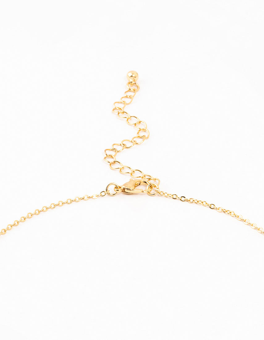 Gold Plated Clear Diamante Butterfly Necklace