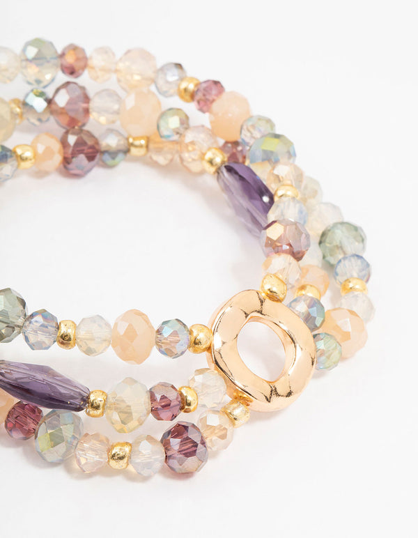 Faceted Bead Multirow Stretch Bracelet