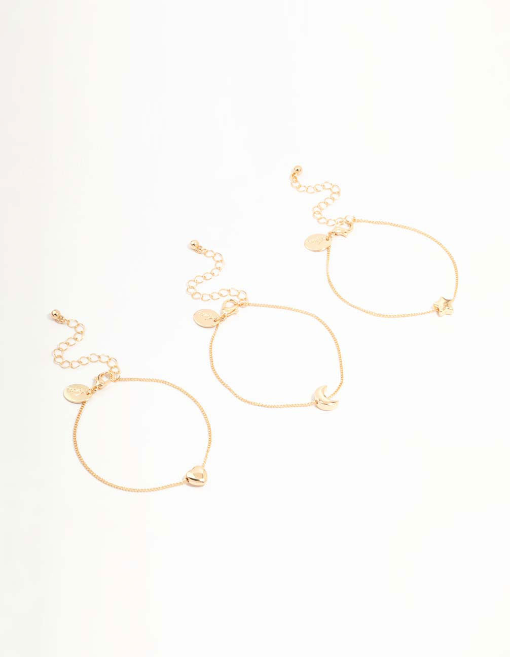 Gold Star & Moon & Heart Bracelets 3-Pack