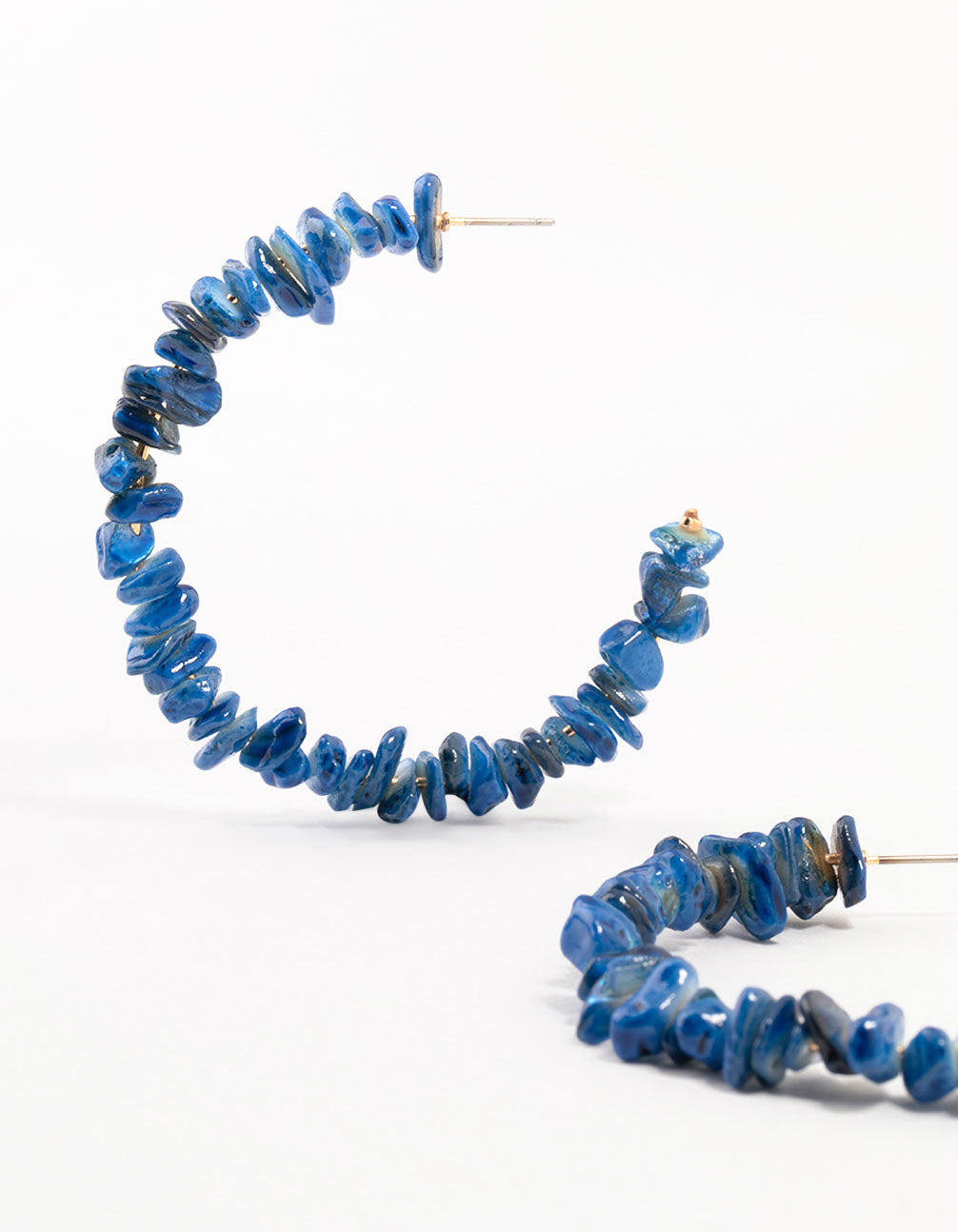 Blue Genuine Shell Large Hoop Earrings