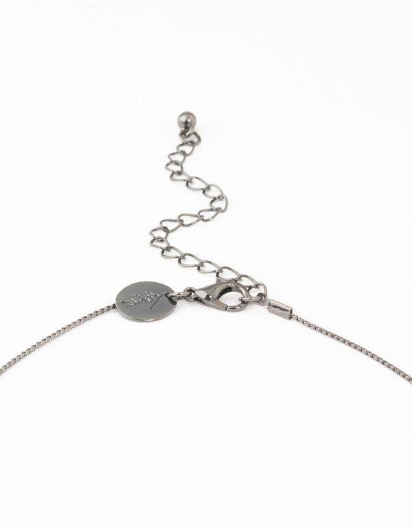 Gunmetal Disco Ball Station Necklace & Earrings Set