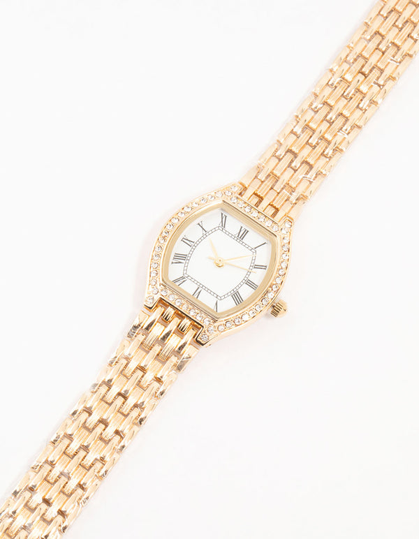 Gold Roman Numeral Diamante Small Watch