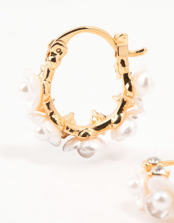 Gold Plated Mini Acrylic Flower Hoop Earrings