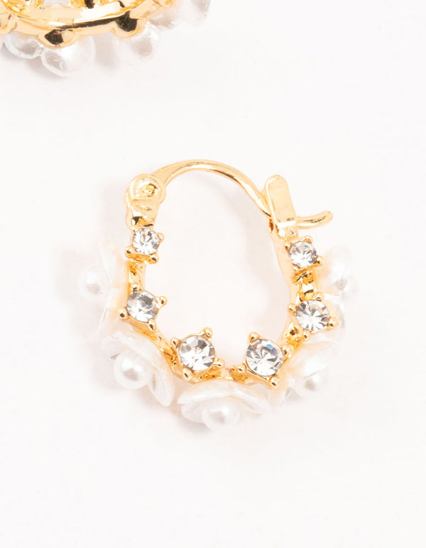Gold Plated Mini Acrylic Flower Hoop Earrings