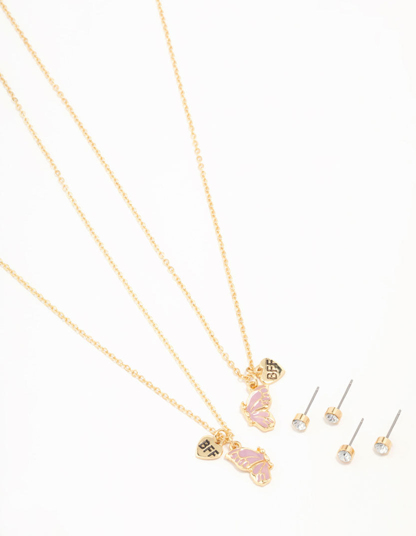 Kids Gold Butterfly Jewellery Set
