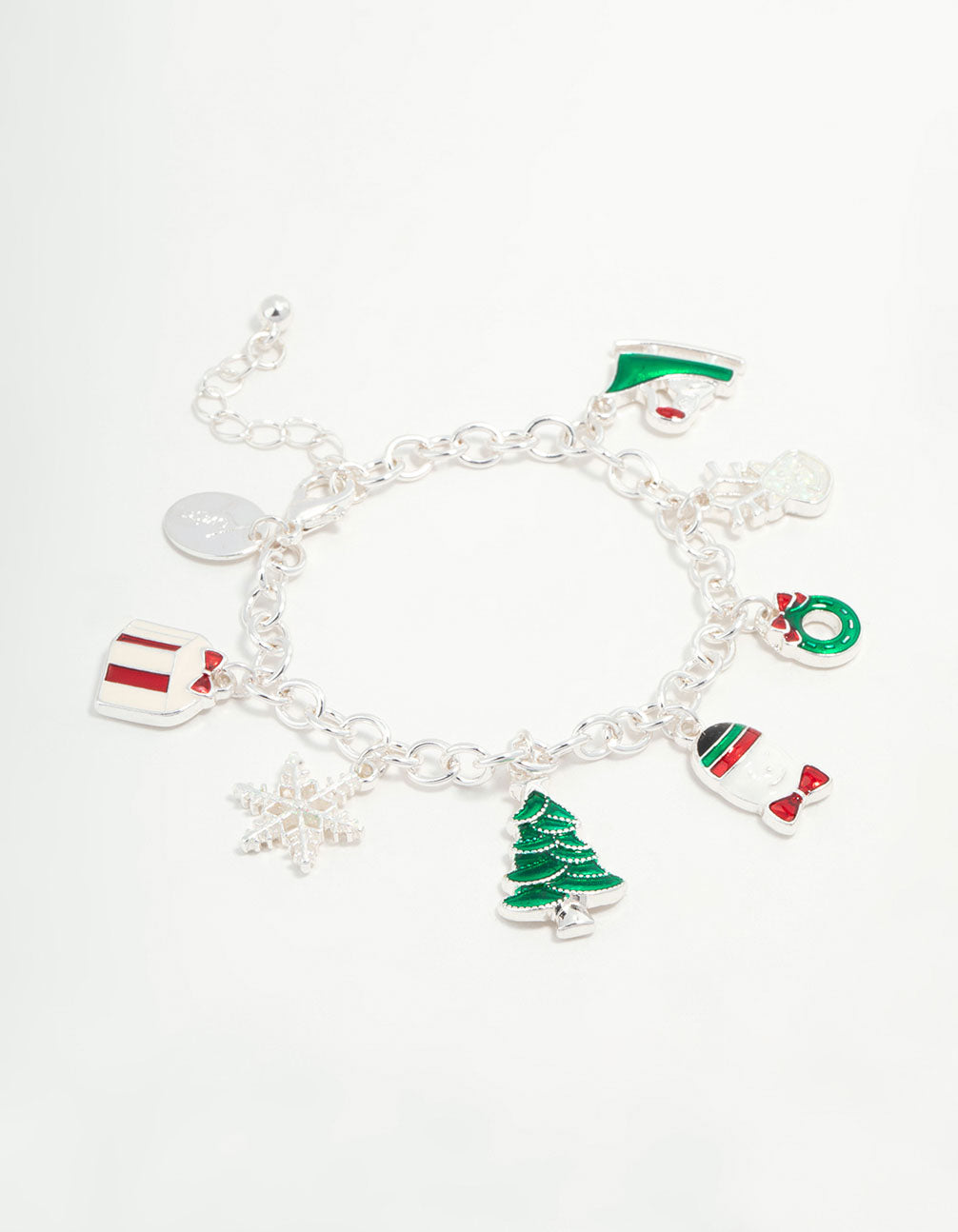 Kids Sleigh & Present Silver Charm Bracelet