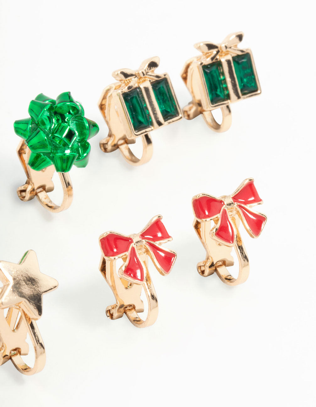 Kids Bow & Star Clip On Earrings 5-Pack