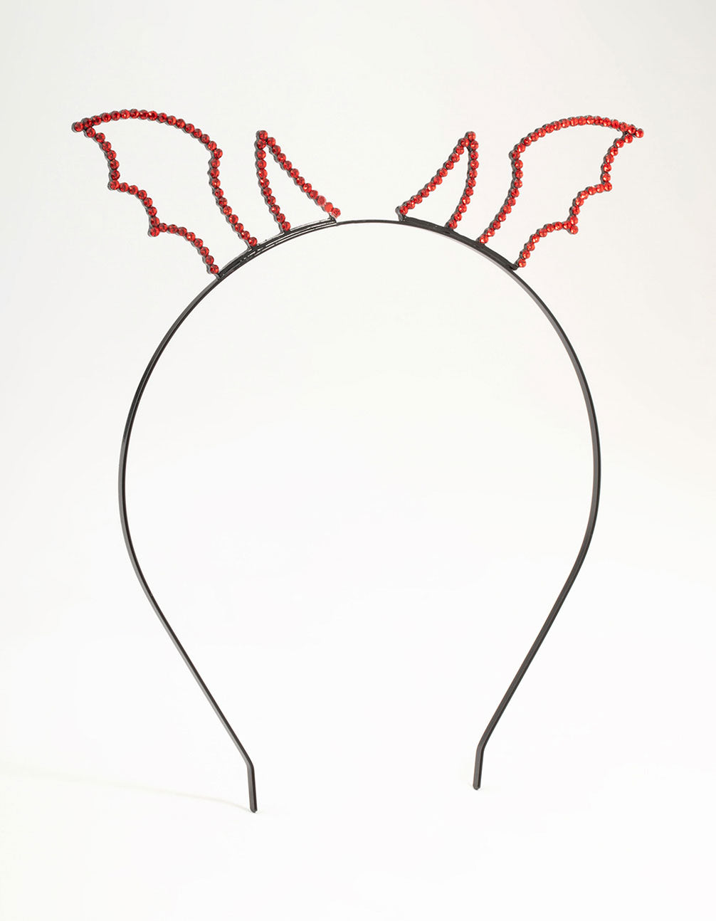 Red Diamante Devil Horn Black Headband